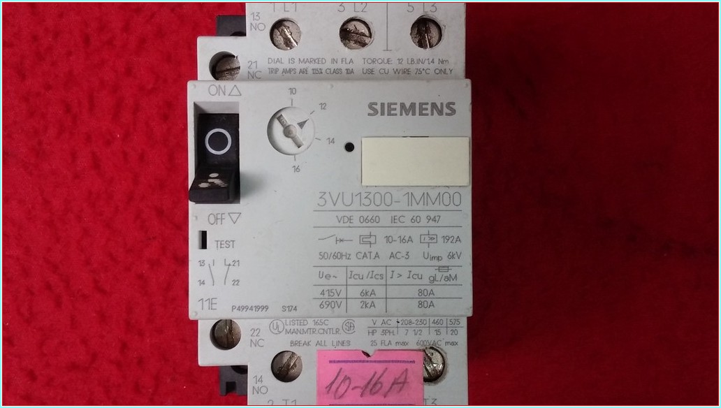 SIEMENS 3VU1300-1MM00 10-16A MOTOR KORUMA