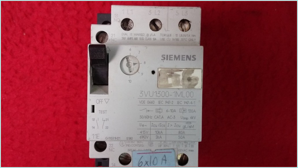 SIEMENS 3VU1300-1ML00 6-10A MOTOR KORUMA