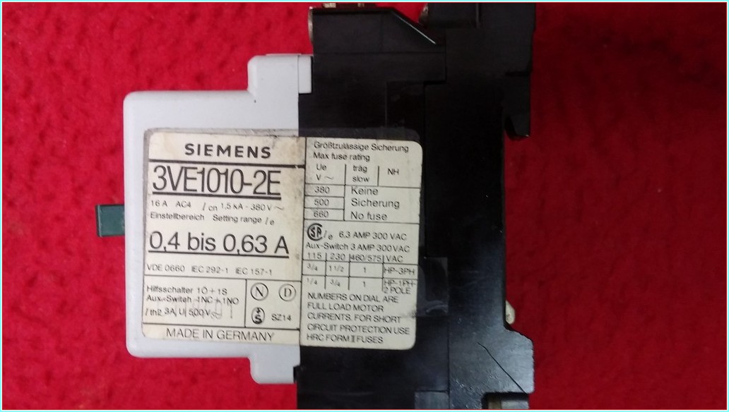 SIEMENS 3VE1010-2E 0,4-0,63A MOTOR KORUMA