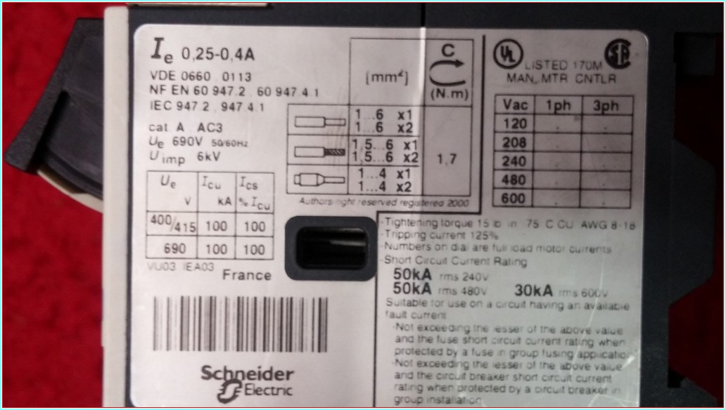 TELEMECANİQUE GV2ME03 0,25-0,4A MOTOR KORUMA
