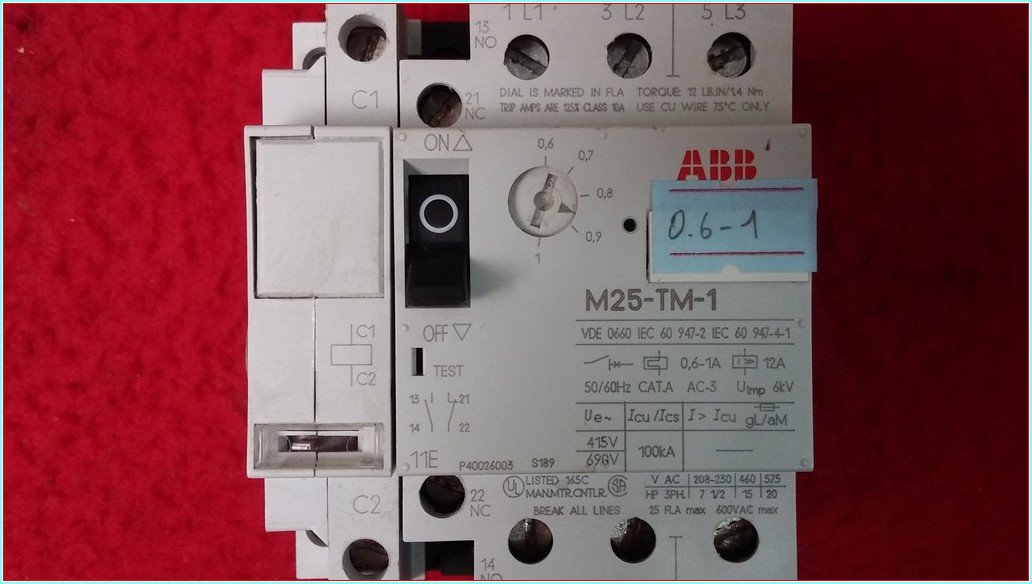 ABB M25-TM-1 0,6-1A YARDIMCI KONTAKLI MOTOR KORUMA