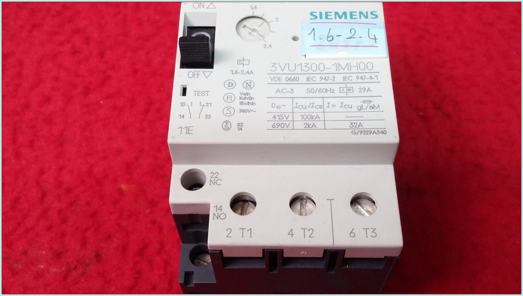 SIEMENS 3VU1300-1MH00 1,6-2,4A YARDIMCI KONTAKLI MOTOR KORUMA