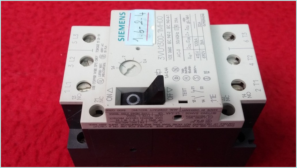 SIEMENS 3VU1300-1MH00 1,6-2,4A YARDIMCI KONTAKLI MOTOR KORUMA
