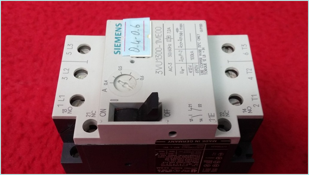SIEMENS 3VU1300-1ME00 0,4-0,6A YARDIMCI KONTAKLI MOTOR KORUMA