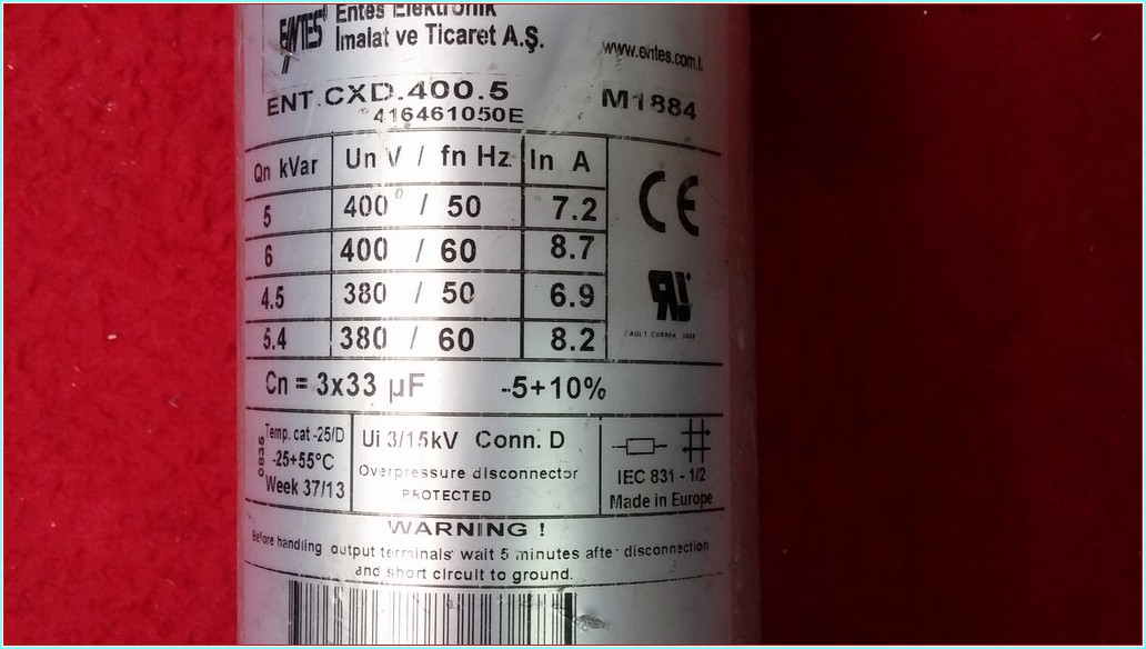 ENTES ENT CXD,400,5 5 KVAR KONDANSATÖR
