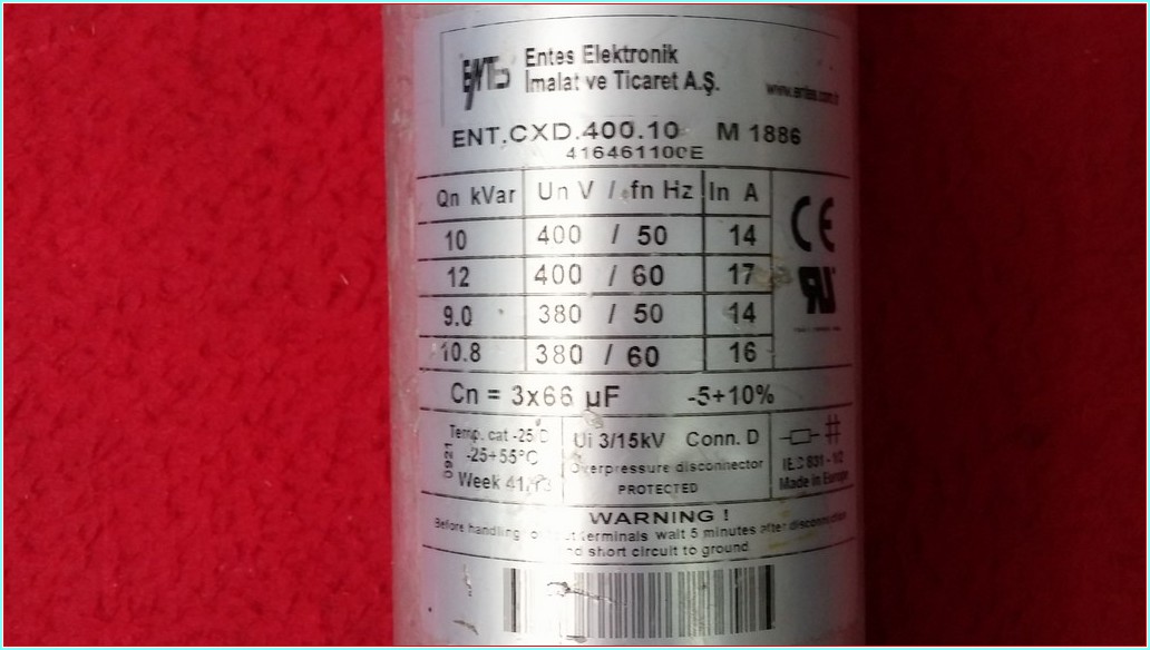 ENTES ENT,CXD,400,10 10 KVAR KONDANSATÖR
