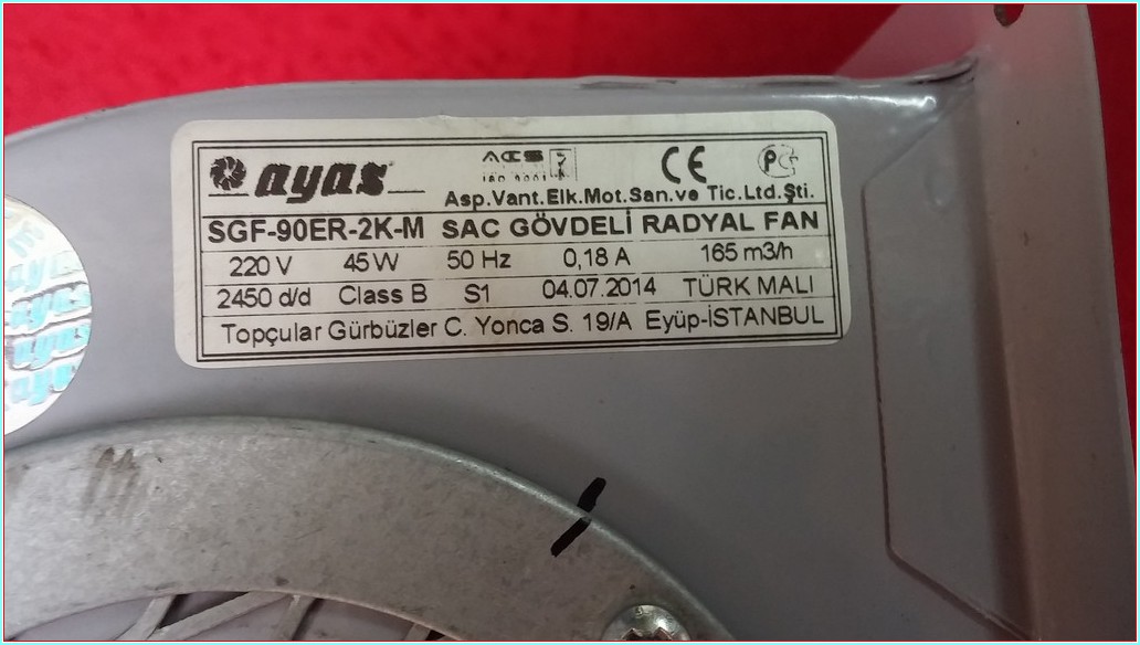 AYAS SGF-90ER-2K-M SAC GÖVDELİ RADYAL FAN