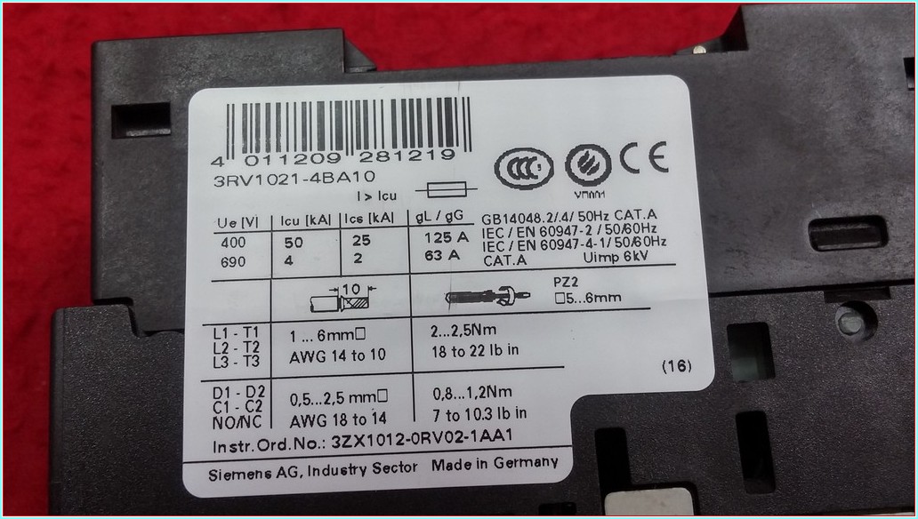 SIEMENS 3RV1021-4BA10 14-20A ŞARTEL TİPİ MOTOR KORUMA