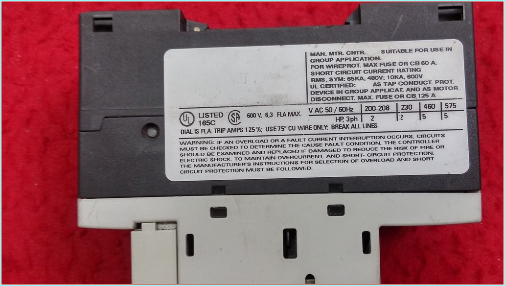 SIEMENS 3RV1011-1GA10 4,5-6,3A ŞARTEL TİPİ MOTOR KORUMA
