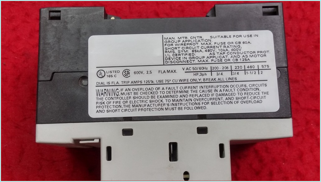 SIEMENS 3RV1011-1CA10 1,8-2,5A ŞARTEL TİPİ MOTOR KORUMA