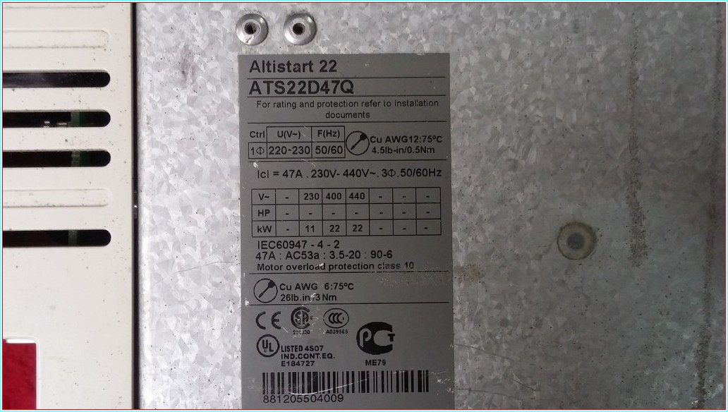 SCHNEİDER ALTİSTAR 22 ATS22D47Q ATS22 22KW 47A SIFIR KUTULU YUMUŞAK YOL VERME SOFTSTARTER