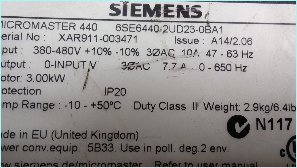 SIEMENS 6SE6440-2UD23-0BA1 3KW SÜRÜCÜ