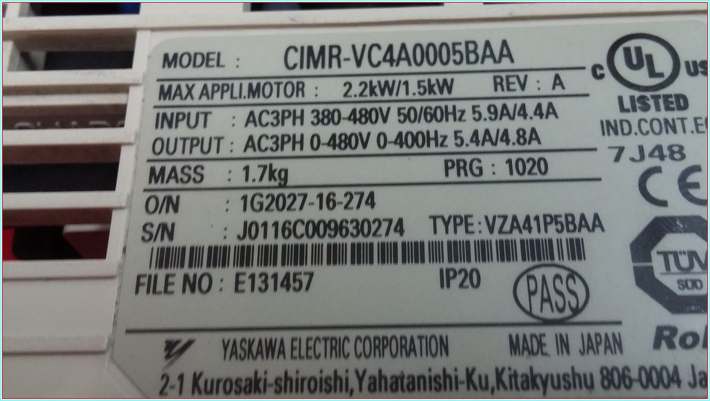 YASKAWA V1000 CIMR-VC4A0005BAA