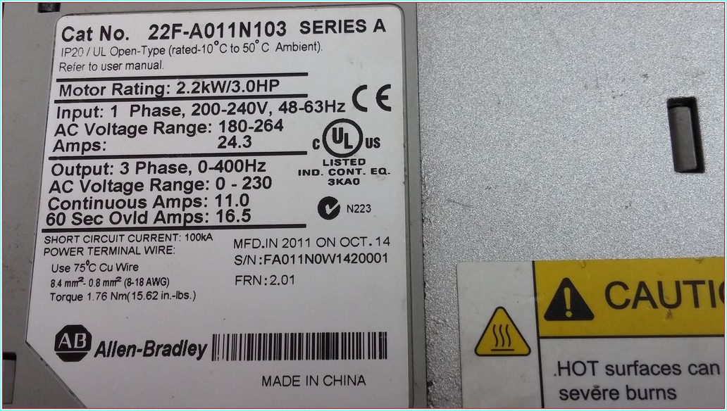 ALLEN BRADLEY 22F-A011N103 2,2 KW SÜRÜCÜ