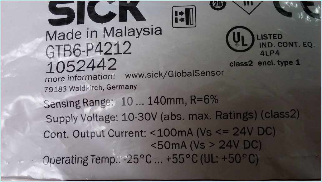 SICK GTB6-P4212 SIFIR KUTULU FOTOELEKTRİK SENSÖRÜ