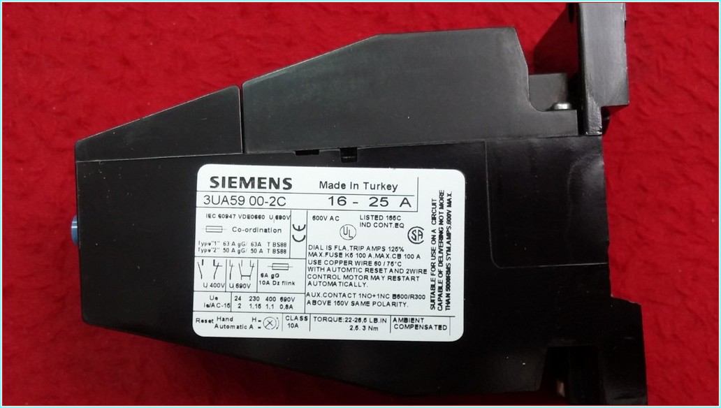 SIEMENS 3UA59 00-2C 16-25A SIFIR KUTULU MOTOR KORUMA