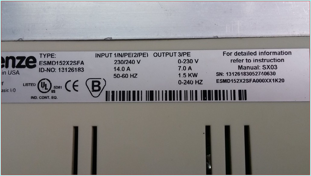 LENZE ESMD152X2SFA 1,5 KW SÜRÜCÜ INVERTER 1.5KW DRIVER