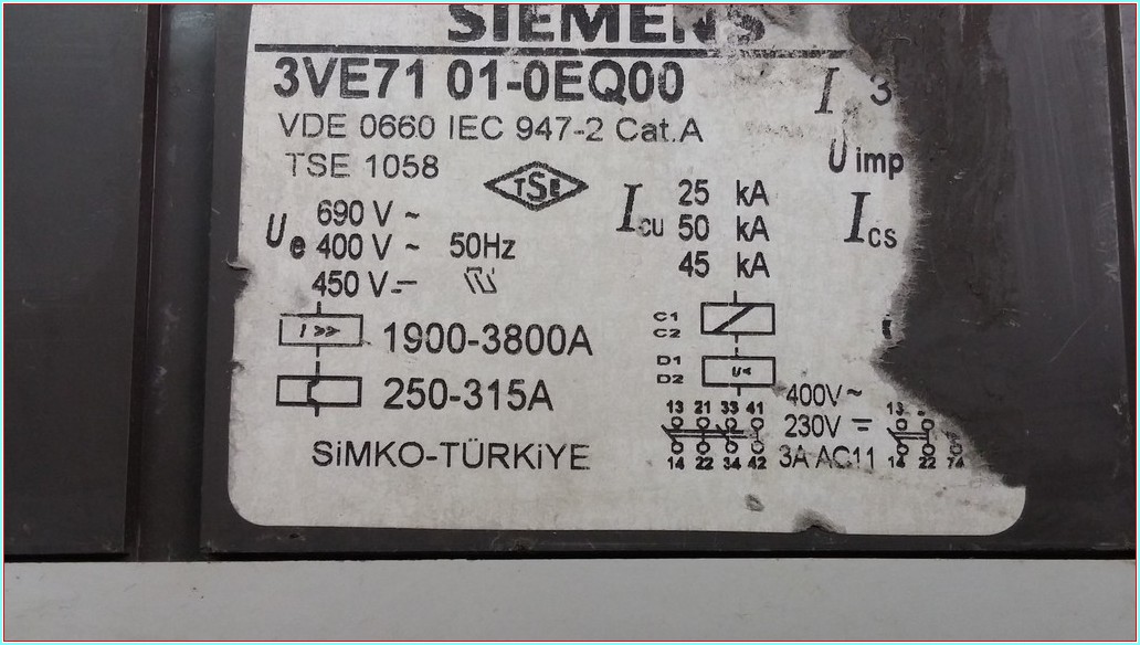 SIEMENS 3VE71 01-0EQ00 250-315A TMŞ