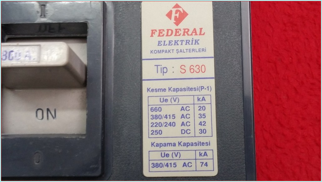 FEDERAL S 630 S630 800A TMŞ 800 AMPER