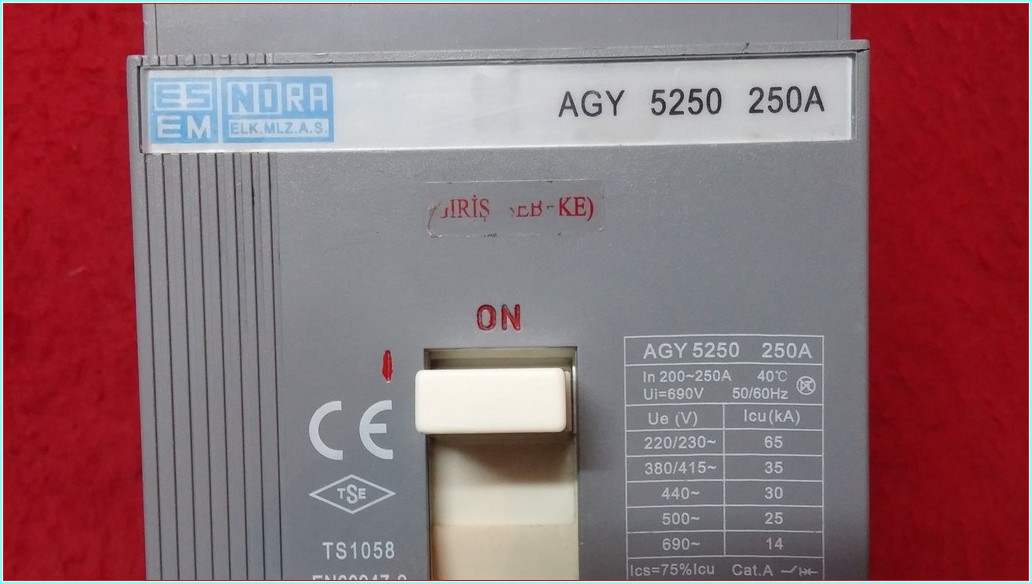 ESEM AGY 5250 250A TMŞ 250 AMPER DEVRE KESİCİ ŞALTER