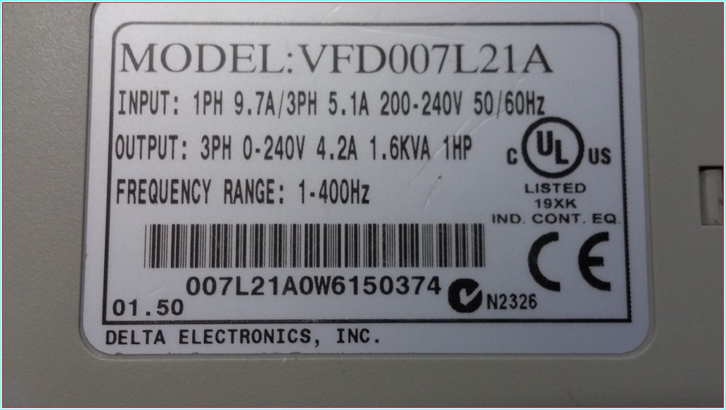DELTA VFD-L VFD007L21A 0,75 KW 230V SÜRÜCÜ