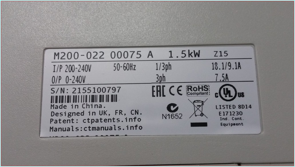 EMERSON M200-022 00075 A 1,5 KW SIFIR SÜRÜCÜ