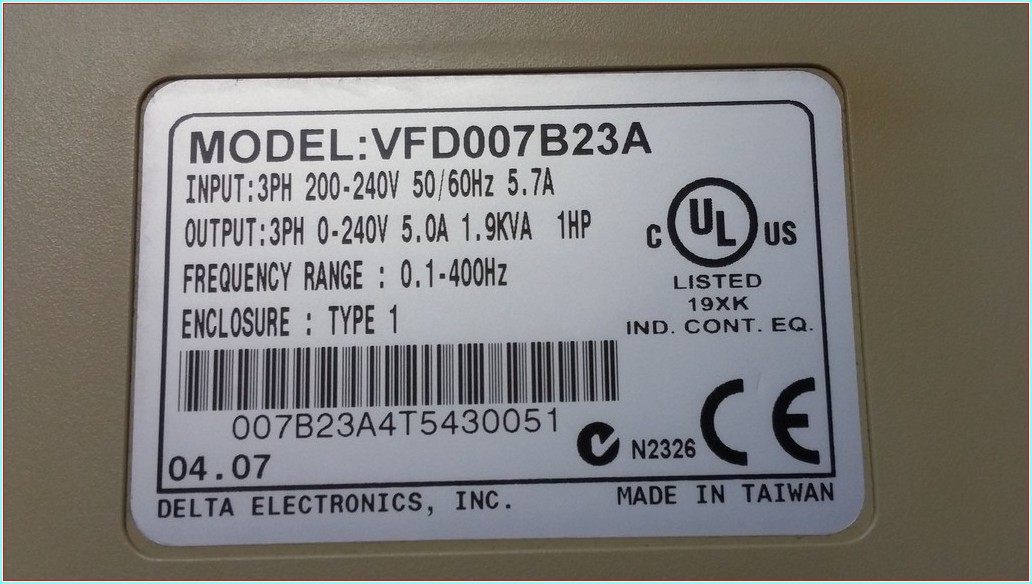 DELTA VFD-B VFD007B23A 0,75 KW 230V SÜRÜCÜ