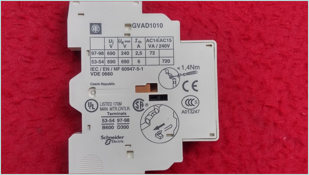 SCHNEİDER GVAD1010 GVAN10 6A MOTOR KORUMA YARDIMCI KONTAĞI