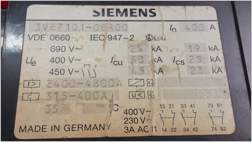 SIEMENS 3VE7101-0ER00 315-400A TMŞ