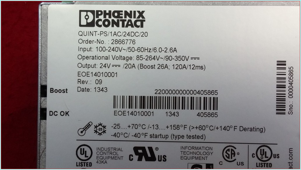 PHOENIX CONTACT QUINT-PS/1AC/24DC/20 2866776 24V 20A GÜÇ KAYNAĞI