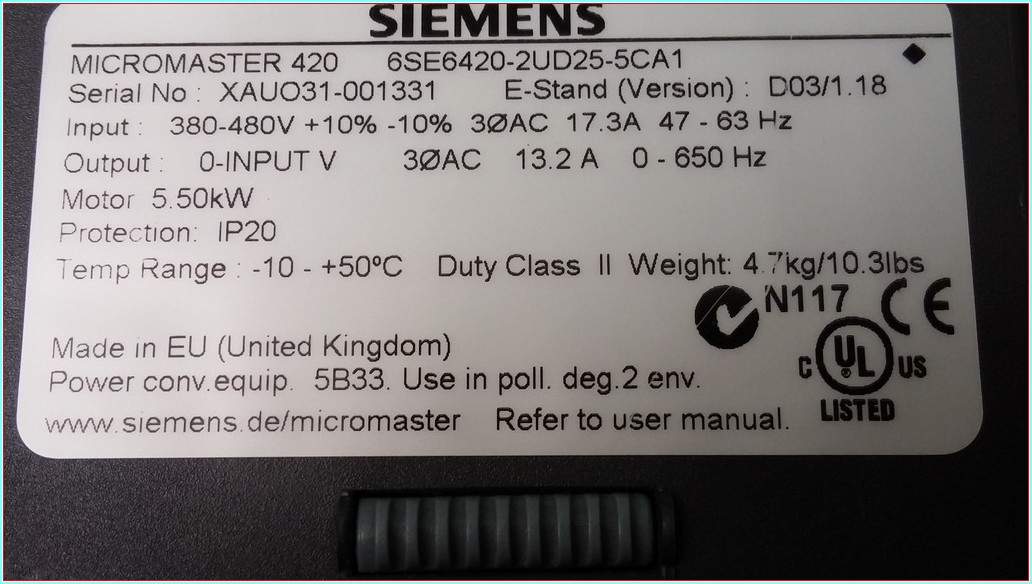 SIEMENS 6SE6420-2UD25-5CA1 440 5.5 KW  DRIVE SÜRÜCÜ