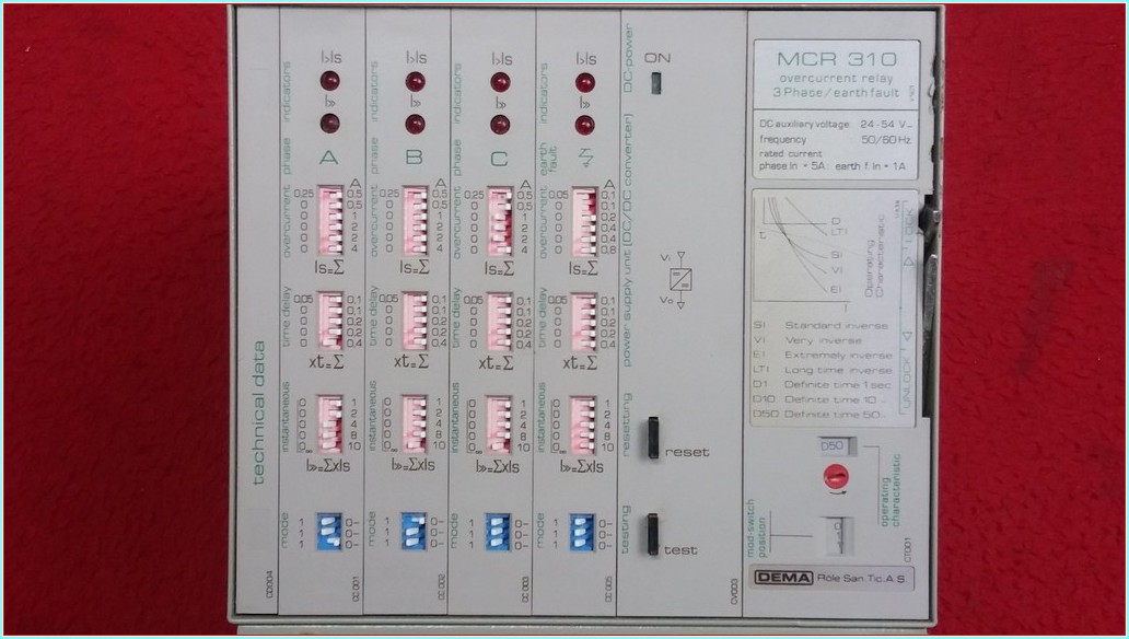 DEMA MCR310 3 FAZ 1 TOPRAK AŞIRI AKIM RÖLESİ 24VDC 110VD