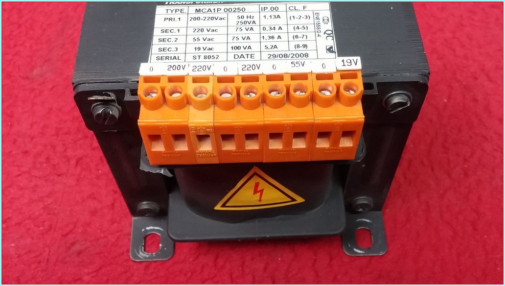 ARKON MCA1P 00250 INPUT 0-200-220CAC OUTPUT 220-55-19VAC CIKIŞ ARCORE TRANSFORMER GÜÇ KAYNAĞI