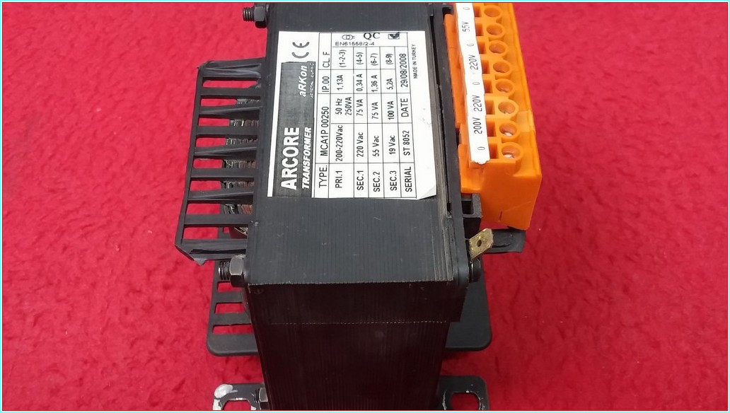ARKON MCA1P 00250 INPUT 0-200-220CAC OUTPUT 220-55-19VAC CIKIŞ ARCORE TRANSFORMER GÜÇ KAYNAĞI