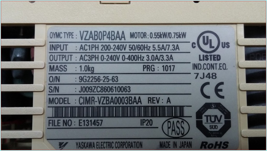 YASKAWA VZAB0P4BAA V1000 0,75 KW SÜRÜCÜ