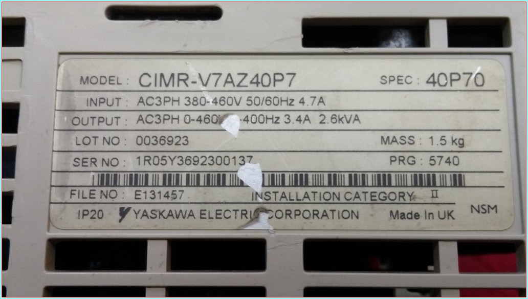 YASKAWA CIMR-V7AZ40P7 1,1KW 380V AĞIR ŞART SÜRÜCÜ