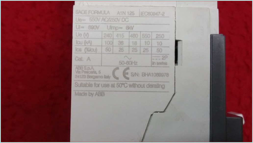 ABB SACE FORMULA A1N 125 100A 4 KUTUPLU TMŞ