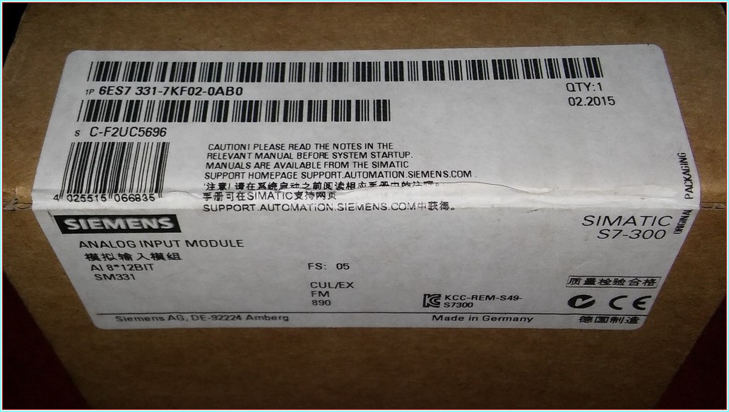 SIEMENS 6ES7 331-7KF02-0AB0 6ES7331-7KF02-0AB0 SIMATIC S7-300 ANALOG INPUT MODULE
