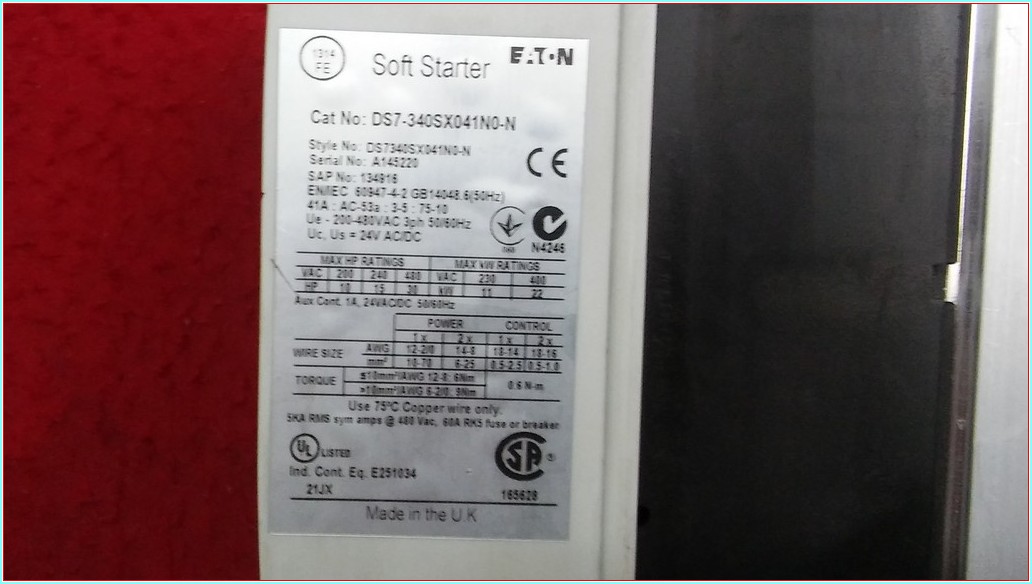 EATON DS7-340SX041N0-N 22KW SOFT STARTER