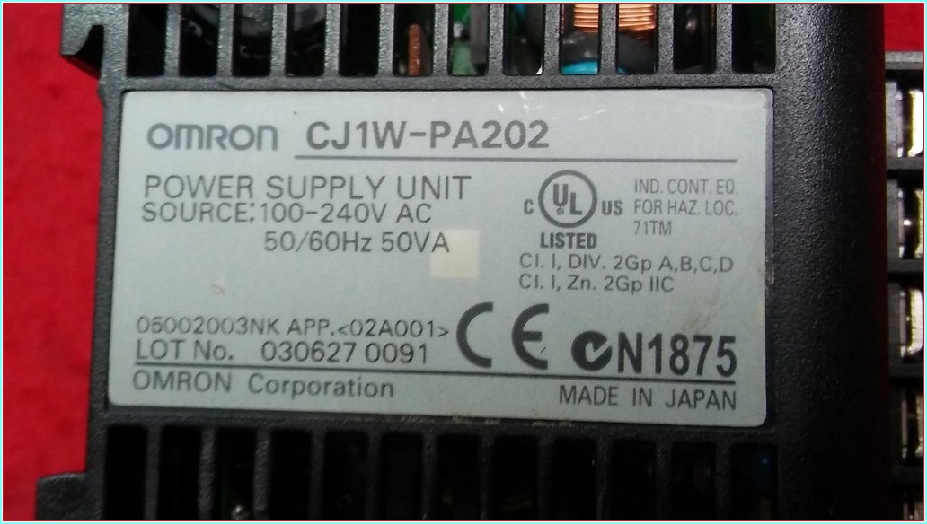 OMRON CJ1W-PA202 POWER SUPPLY UNIT GÜÇ KAYNAĞI