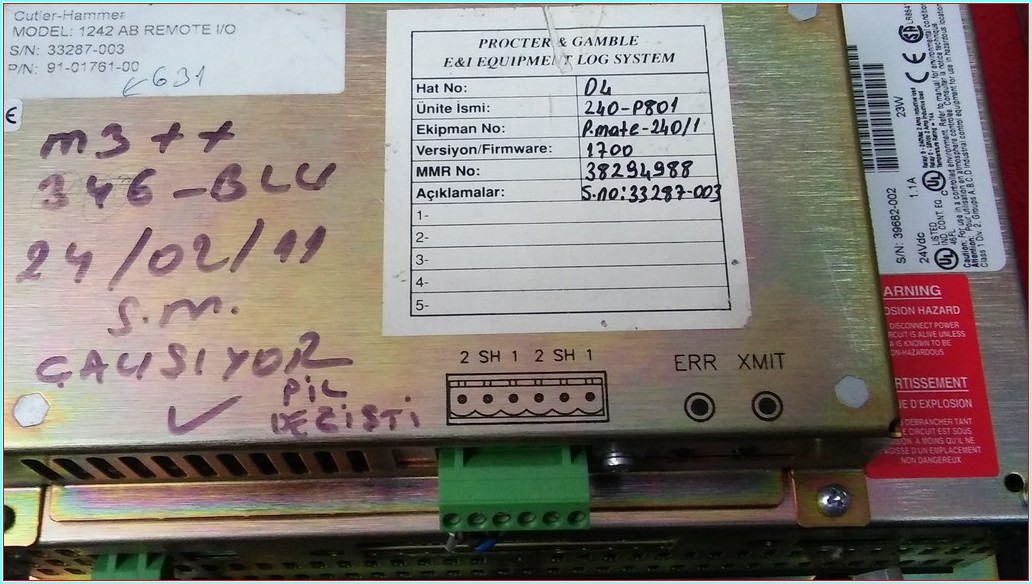 CUTLER HAMMER PGGLOBL1701FPRO 1785T / 1242 AB REMOTE I/O 2 ÜNİTE BİRLİKTE TAKIM SET