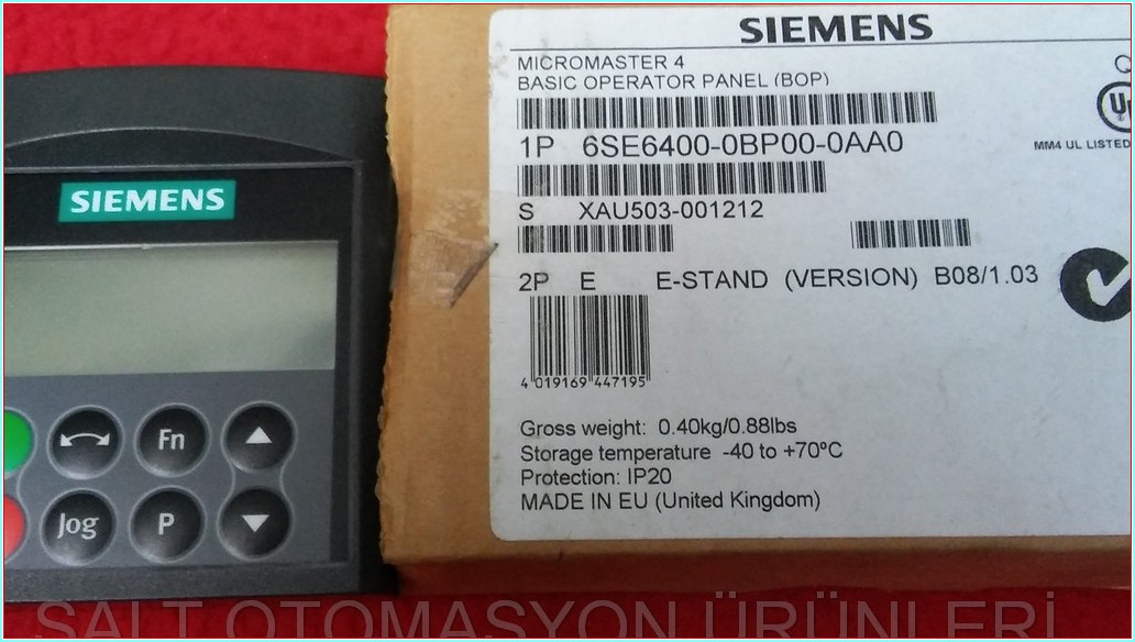 SIEMENS 6SE6400-0BP00-0AA0 BASIC OPERATOR PANEL BOP MICROMASTER 4 SIFIR KUTULU KEYPAD PANEL