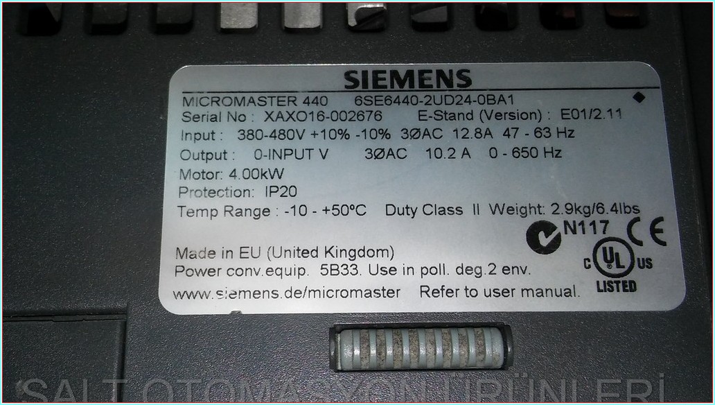 SIEMENS 6SE6440-2UD24-0BA1 MICROMASTER 440 4KW SÜRÜCÜ HIZ KONTROL DRIVER
