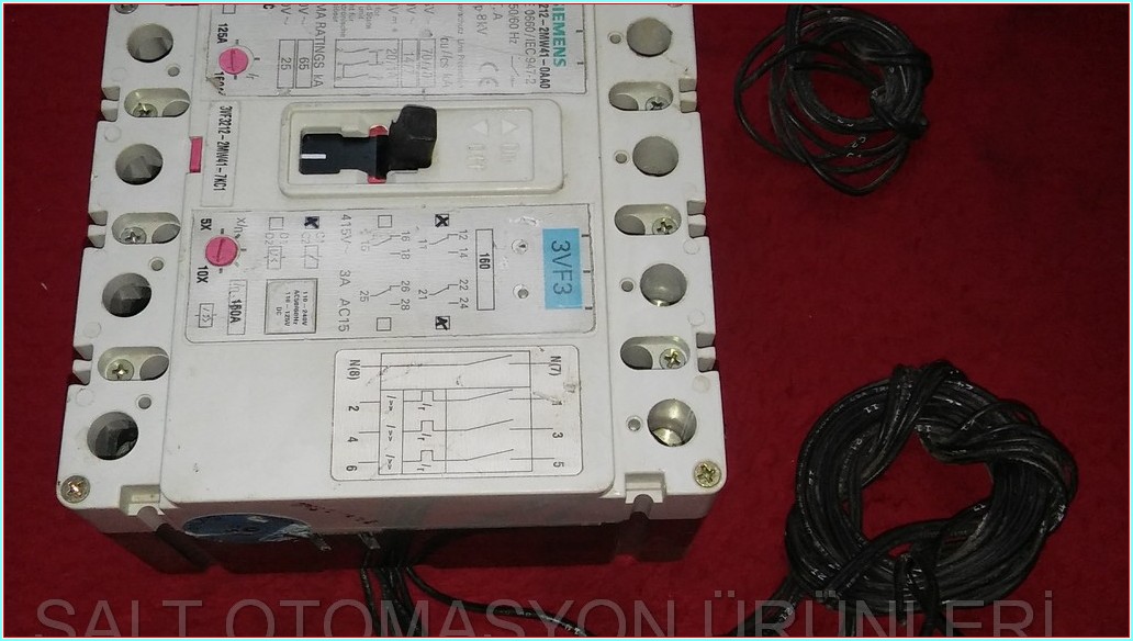 SIEMENS 3VF3 3VF3212-2MW41-0AA0 3VF3212-2MW41-7KC1 160A 4 KUTUPLU AÇTIRMA BOBİNLİ AÇIK KAPALI KONTAKLI TMŞ DEVRE KESİCİ ŞALTER