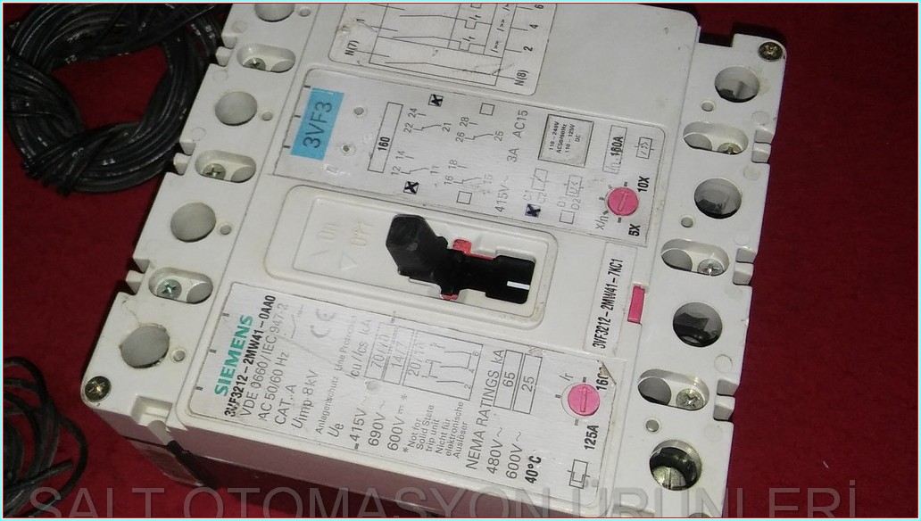 SIEMENS 3VF3 3VF3212-2MW41-0AA0 3VF3212-2MW41-7KC1 160A 4 KUTUPLU AÇTIRMA BOBİNLİ AÇIK KAPALI KONTAKLI TMŞ DEVRE KESİCİ ŞALTER