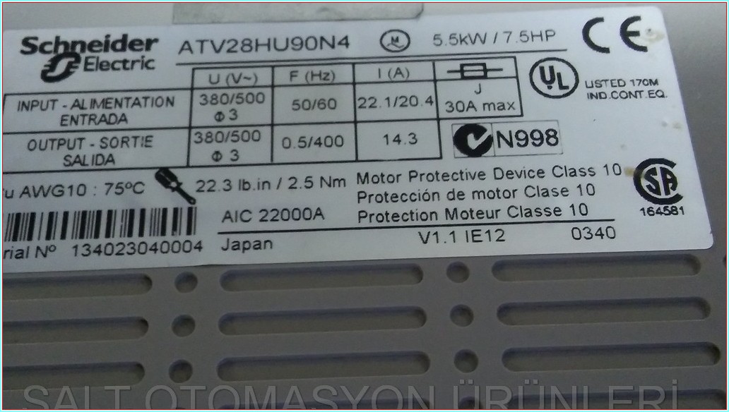 TELEMECANİQUE ATV28HU90N4 5,5KW SÜRÜCÜ HIZ KONTROL DRIVER