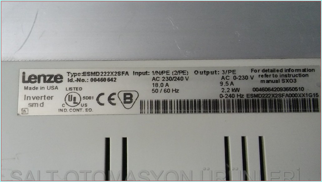LENZE ESMD222X2SFA ESMD222L4TXA 13446295 2,2KW SÜRÜCÜ HIZ KONTROL DRIVER 380V INPUT