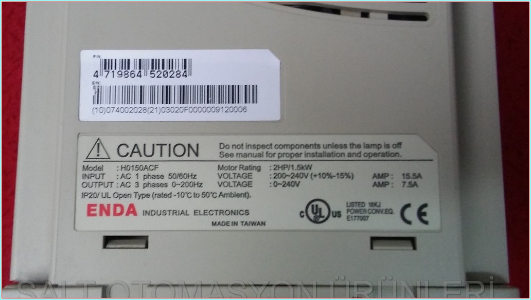 ENDA H0150ACF 1,5KW 2HP SÜRÜCÜ HIZ KONTROL DRIVER INVERTER