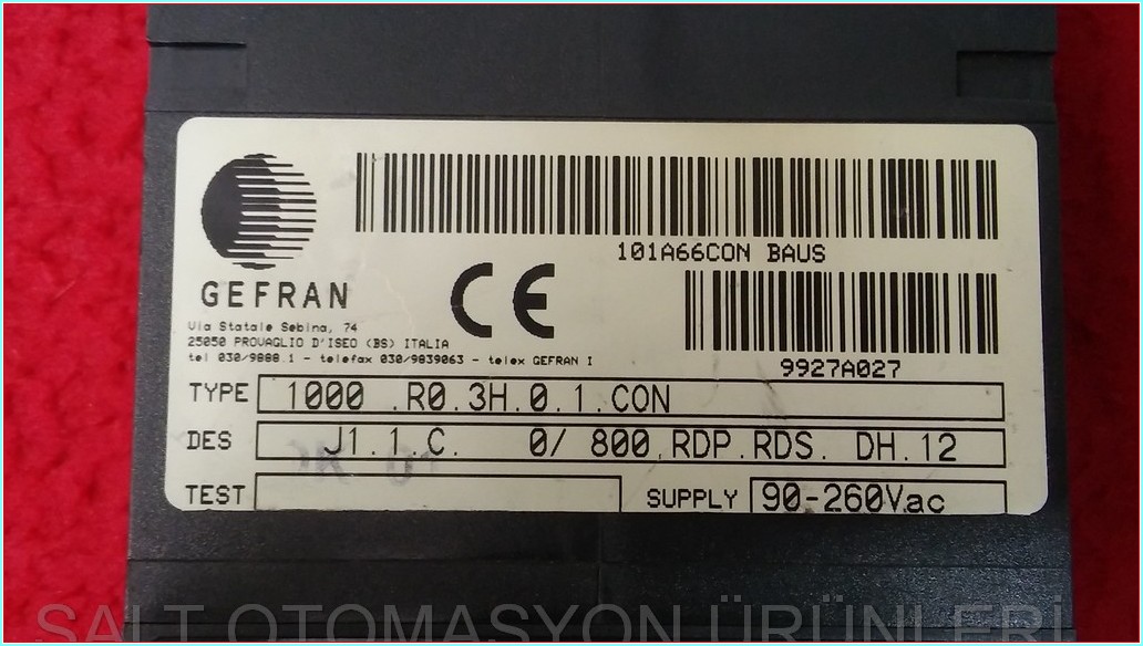 GEFRAN 1000-R0-3H-0-1-CON TEMPERATURE CONTROLLER SICAKLIK KONTROL CİHAZI BAUSANO 1000