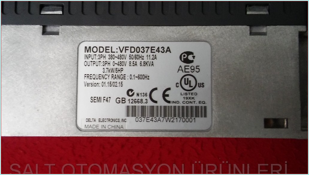 DELTA VFD037E43A 3,7KW 5HP SIFIR SÜRÜCÜ 3,7 KW INVERTER DRIVE